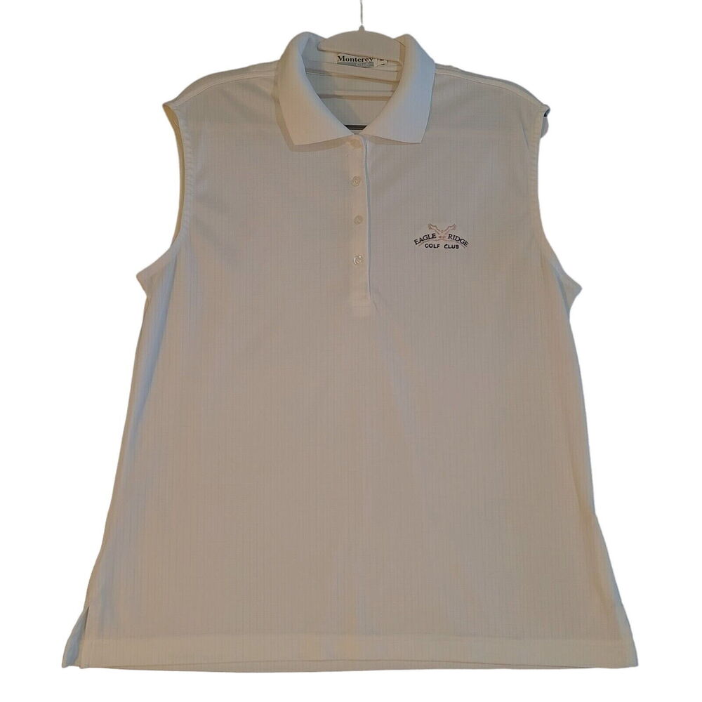 Monterey Club Womens Tank Top White Size Medium 100% Polyester Sleeveless Pullon